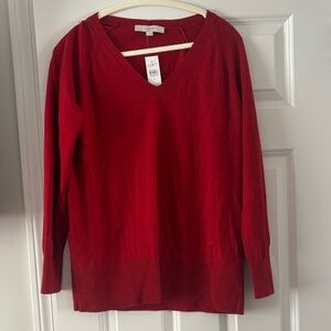 LOFT V-Neck Red Sweater